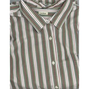 LL Bean Ladies Striped Button Down Shirt Wrinkle Free Long‎ Sleeve Casual